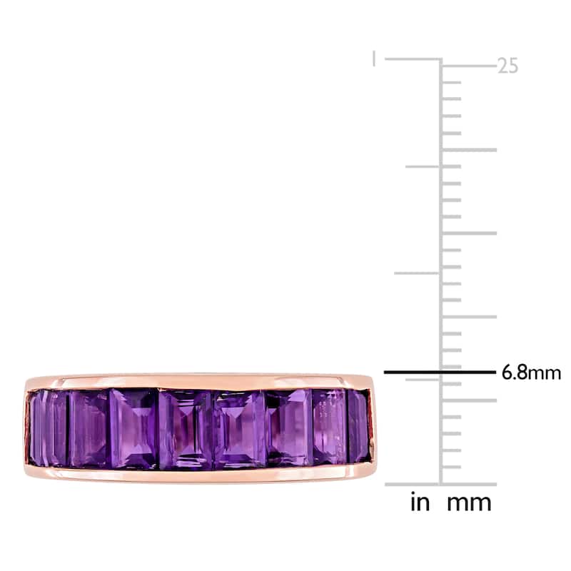 Miadora Rose Plated Sterling Silver Baguette African-Amethyst Semi-Eternity Anniversary Band Ring