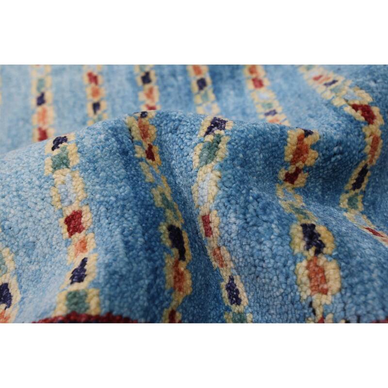 ECARPETGALLERY Hand-knotted Peshawar Ziegler Sky Blue Wool Rug - 5'8 x 7'11