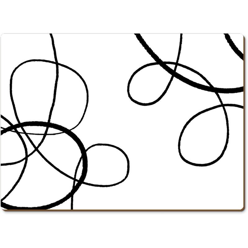 Scribble Decorative Hardboard Placemats with Protective Cork Backing 4 Pack Heat Tolerant and Easily Wipes Clean - Set of 4 - Multi