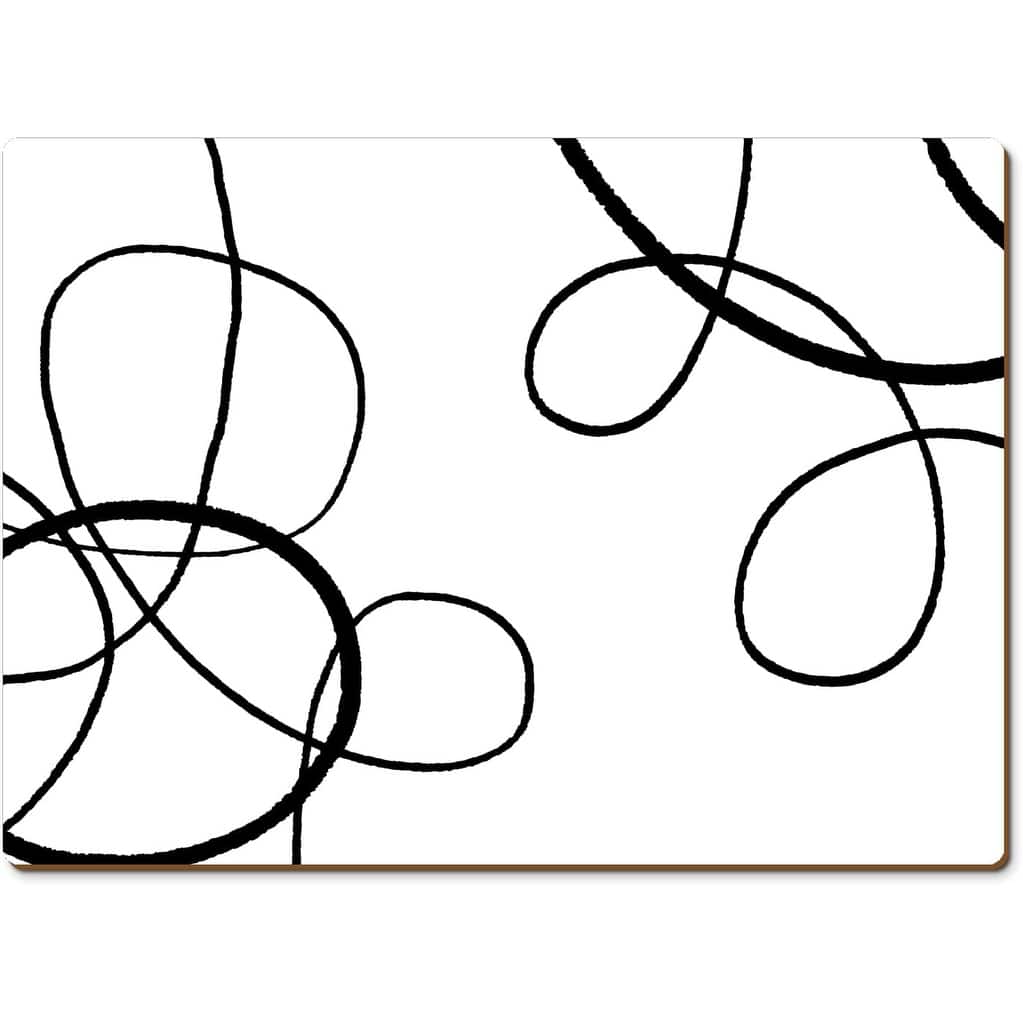 Scribble Decorative Hardboard Placemats with Protective Cork Backing 4 Pack Heat Tolerant and Easily Wipes Clean