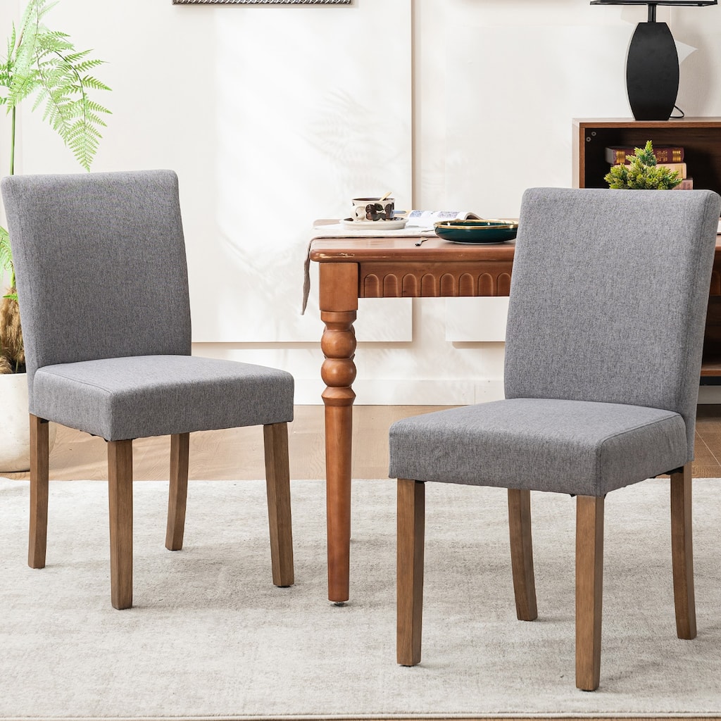 Modern Contemporary Linen Kitchen Dining Chairs Set of 2