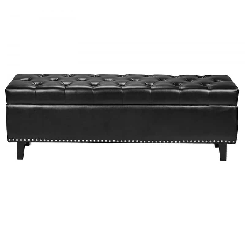 Modern PU Leather Storage Ottoman Bench with Spacious Hidden Storage and Comfortable Cushion - 51.37”L x 16.33”W x 17.33”H