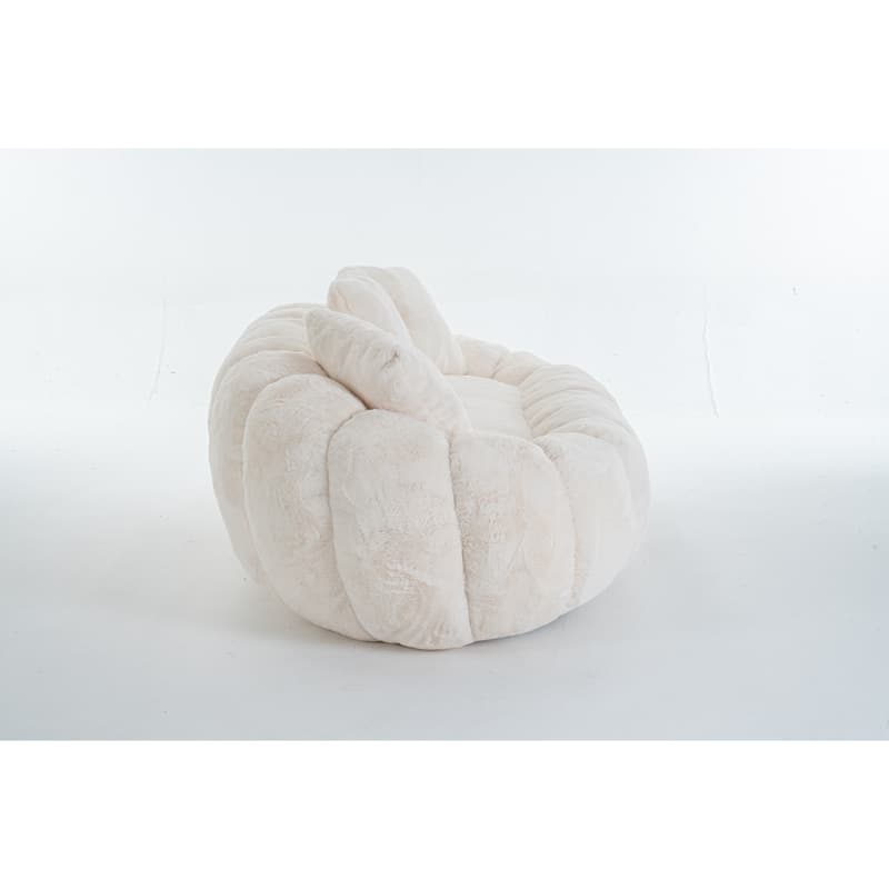 GDFStudio - Floral-Shaped 75.49" Faux Fur Loveseat Sofa with High-Density Foam