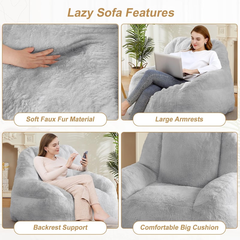 Large Bean Bag Chair, Comfortable Lounge Chair with Armrests