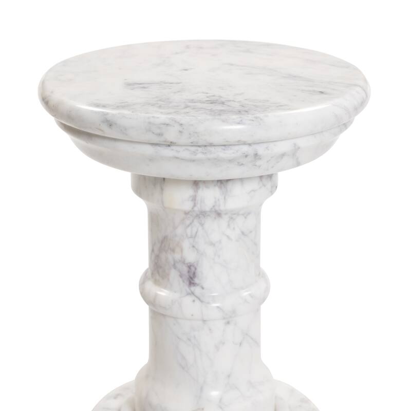 Jonathan End Table-Veined White Marble Solid