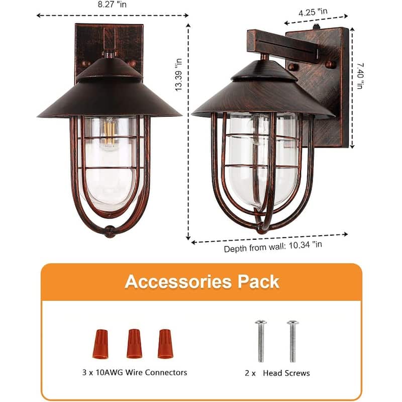 Rust house wall lights industrial wall mount vintage dusk to dawn light