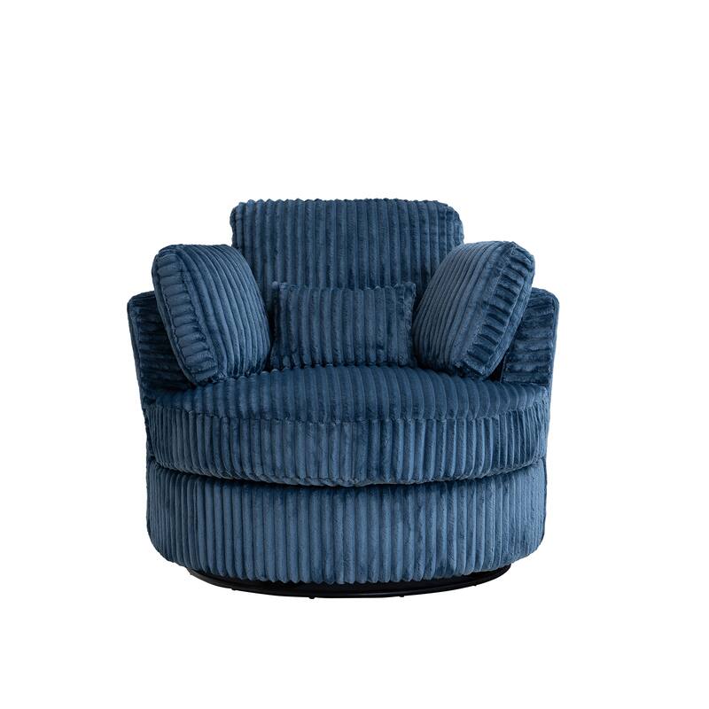 Corduroy 360° Swivel Barrel Chair with 4 Pillows and 400lb Weight Capacity