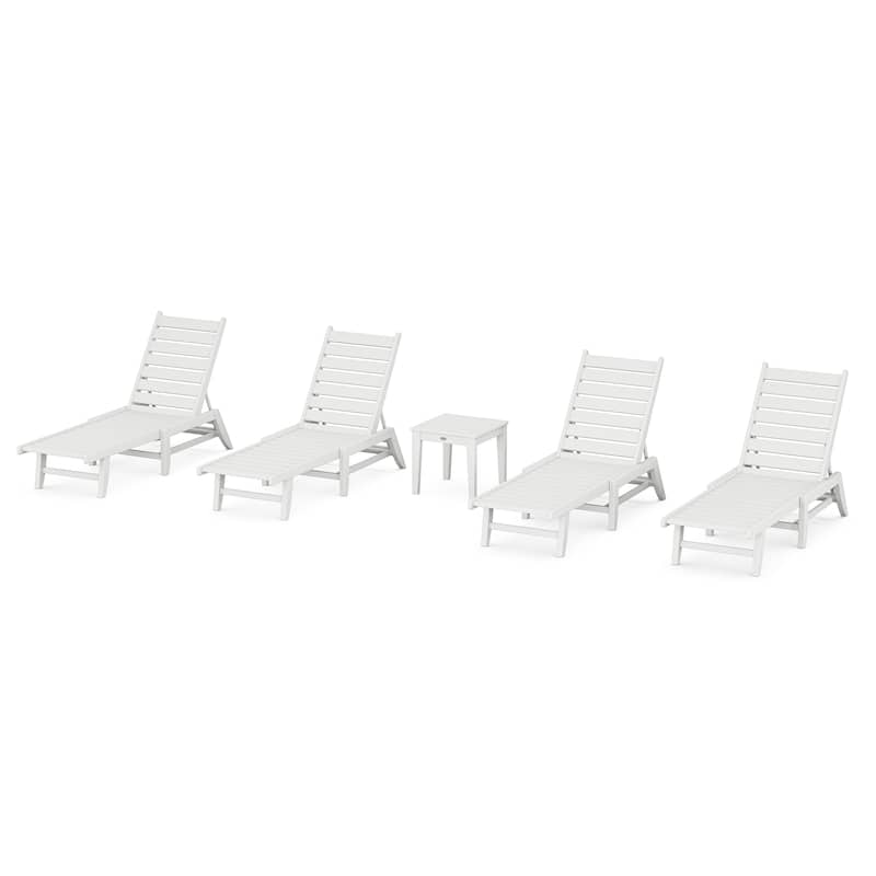 POLYWOOD 5-Piece Canyon Chaise Lounge Set - White