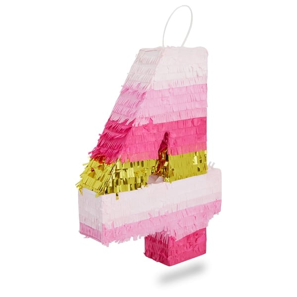 Small Pink and Gold Number 4 Pinata for Kids 4th Birthday Party ...