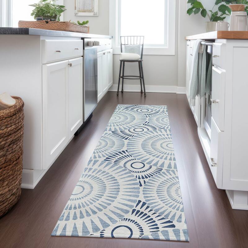 Machine Washable Indoor/ Outdoor Chantille Contemporary Burst Rug