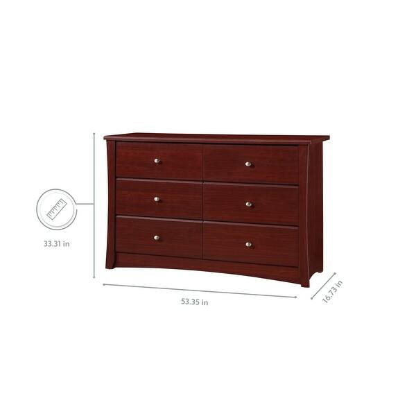 dimension image slide 2 of 6, Storkcraft Crescent 6 Drawer Chest - Durable, Stylish, and Elegant Storage Solution with 6 Spacious Drawers
