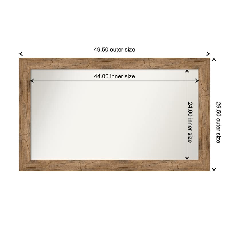 Owl Brown Framed Non-Beveled Custom Wall Mirror, Bathroom Vanity Mirror - Outer Size: 49.5 x 29.5