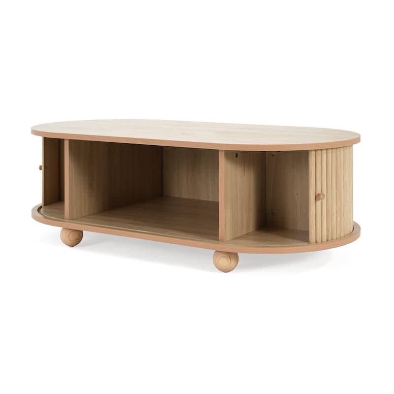 47x23'' Retro Natural Color Storage Coffee Table