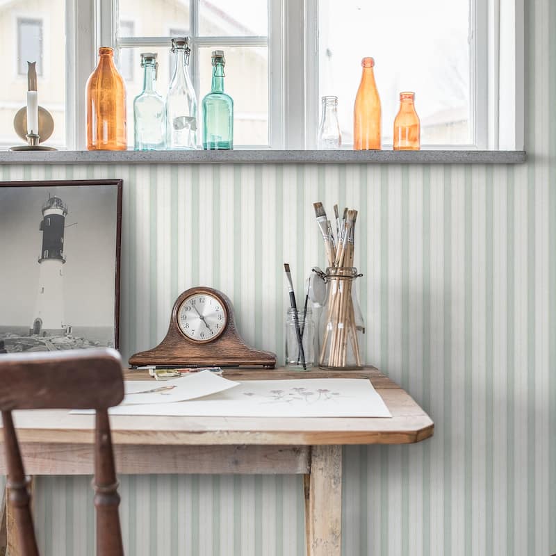 A-Street Prints Symphony Sage Stripe Wallpaper