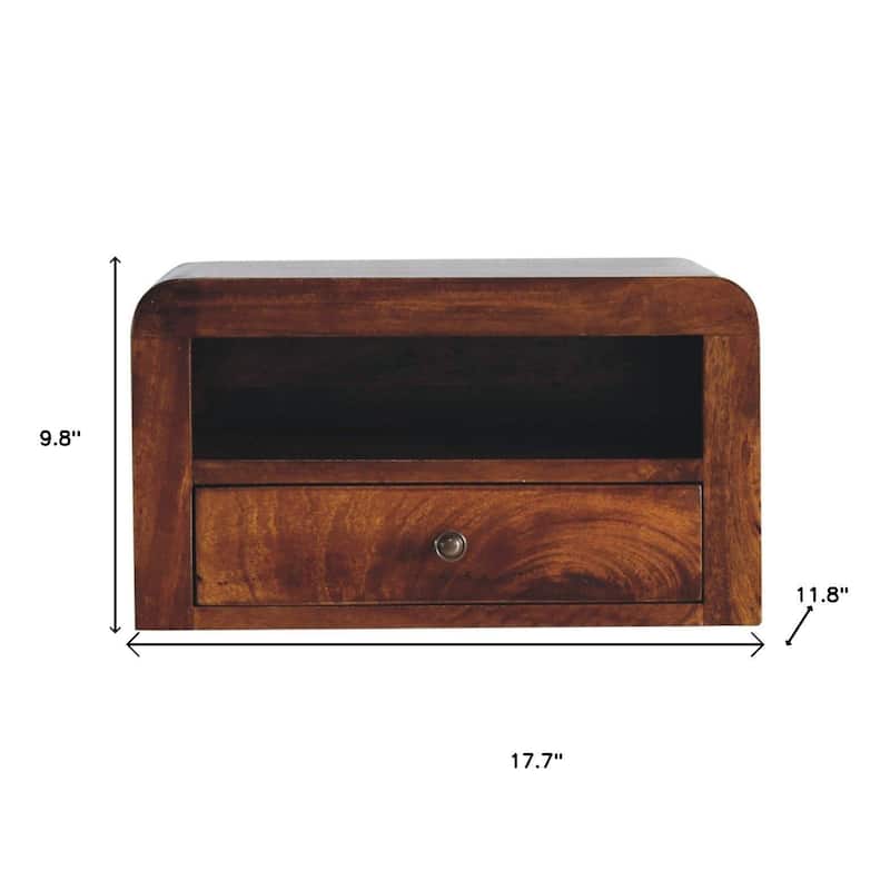 HomeRoots 18" Chestnut Solid Wood One Drawer Floating Nightstand