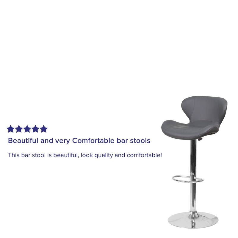 Modern Low-back Height-adjustable Chrome/Vinyl Barstools (Set of 2)