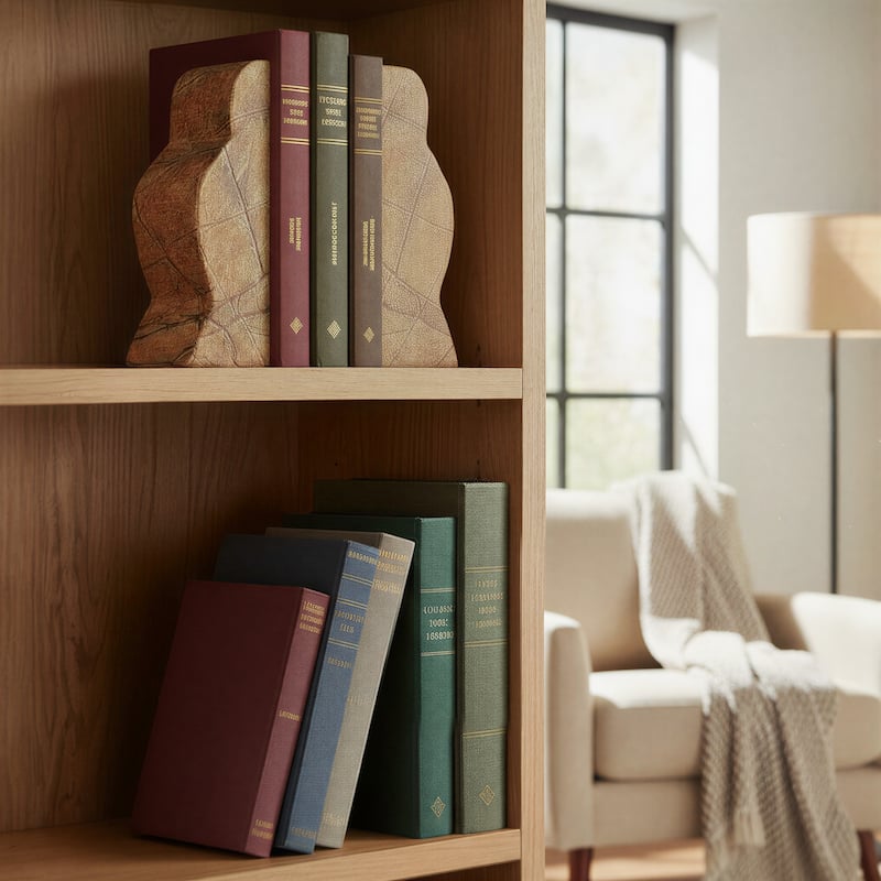 Decorative Travertine Wave Bookends - Brown