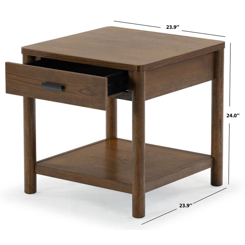 SAFAVIEH Couture Jaylessa Wood 1 Drawer End Table - 24"W x 24"D x 24"H
