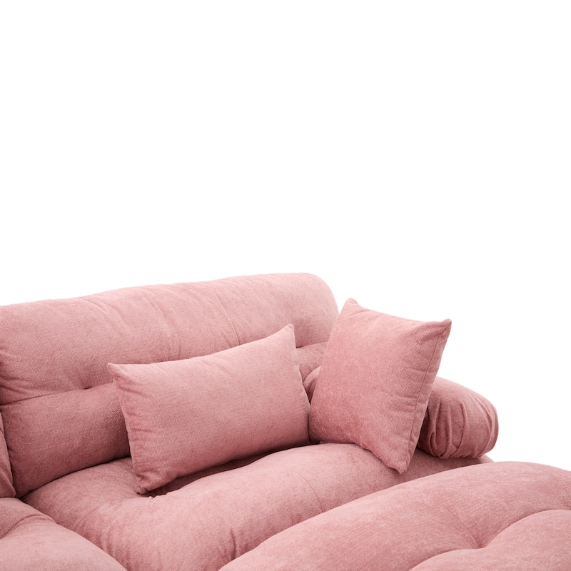 GDFStudio - Pelletized U Shape Cloud Couch with Bolster Armrest Pillows