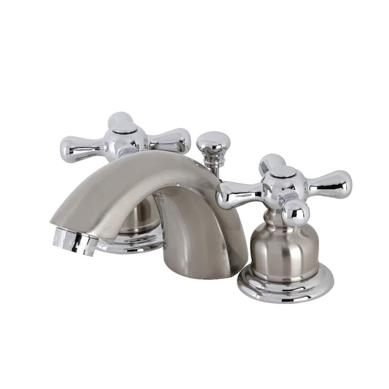 Victorian Mini-Widespread Bathroom Faucet - Brushed Nickel/Polished Chrome