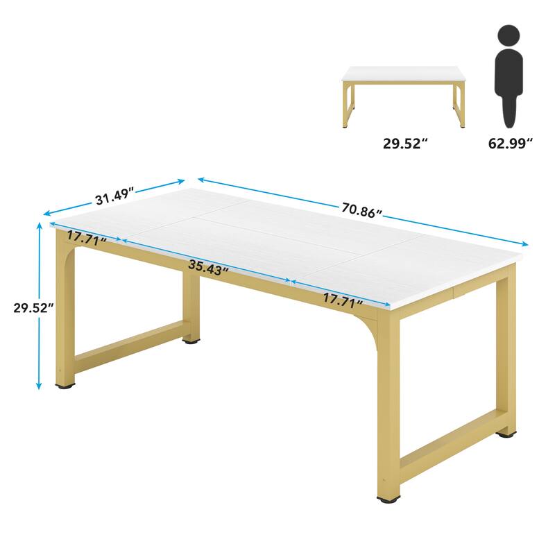 70.86" Conference Table, Meeting Table with Stable Metal Frame - 70.86”L x 31”W x 29”H