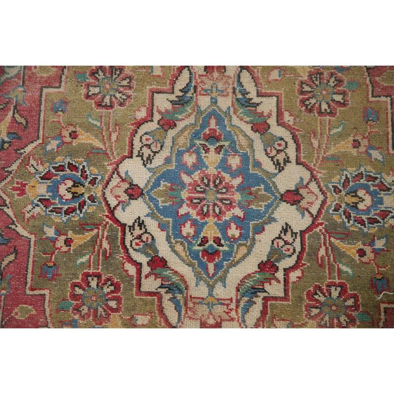 Kashan Vegetable Dye Persian Antique Area Rug Handmade Wool Carpet - 6'5" x 10'5"