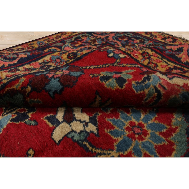 6'2''x9'2'' Hand Knotted Wool Red Old Traditional Rug - 6' 2'' x 9' 2''