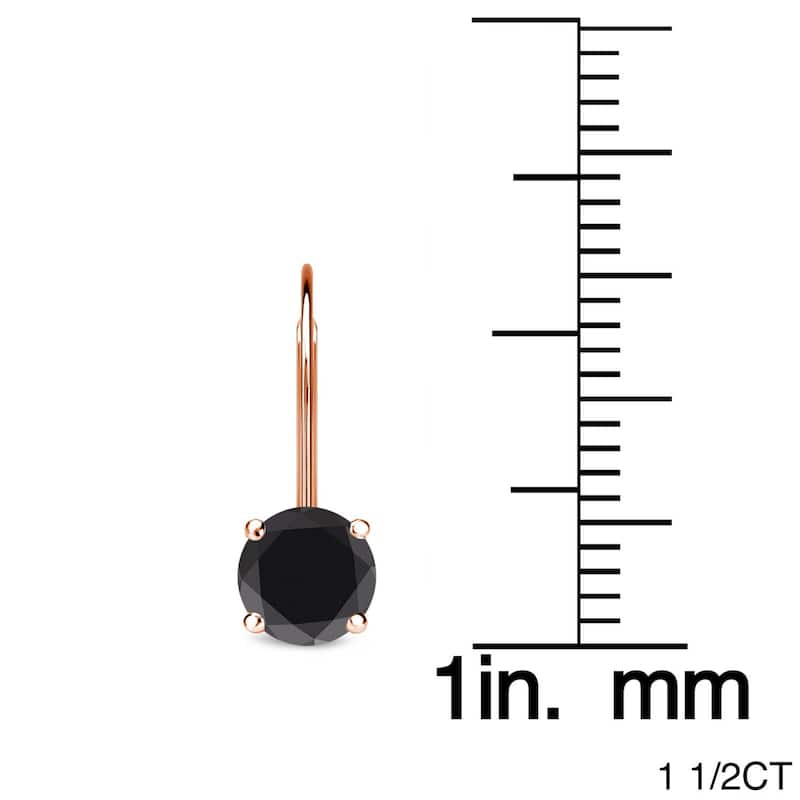 Auriya 1 to 4ctw Round Black Diamond Earrings 14k Rose Gold Lever-back - 1.50ctw