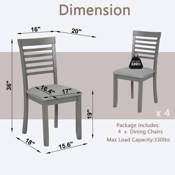 dimension image slide 2 of 7, Wooden Dining Chairs Set of 4 Kitchen Chair Side Chair Accent Chair
