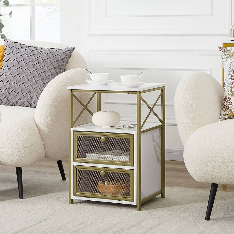 VECELO Night Stand, End Side Table with Storage Space and Door,Modern Nightstands for Living Room,Bedroom