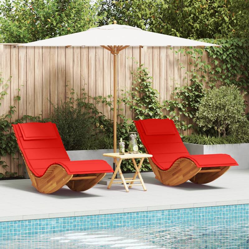 vidaXL Rocking Sun Loungers with Cushions 2 pcs Solid Wood Acacia - 23.6 x 60.6 x 29.1