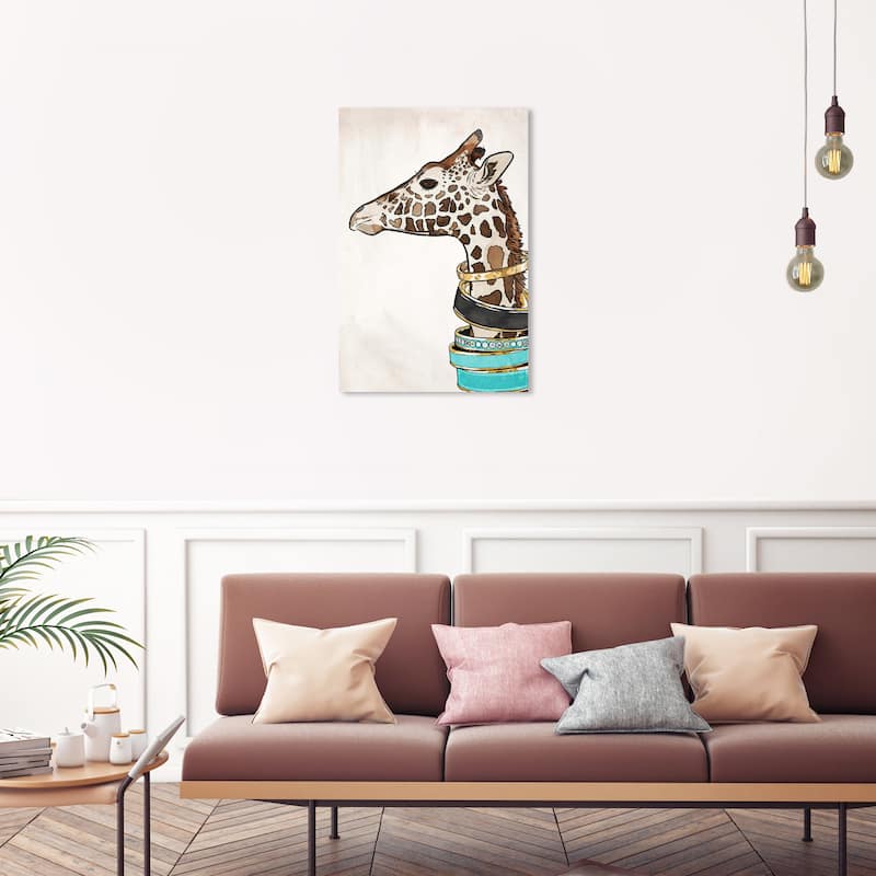Wynwood Studio Canvas Fashion and Glam Fancy Giraffe Teal Brown and Tiffany Blue Glam Wall Art Canvas Print - 30 x 20