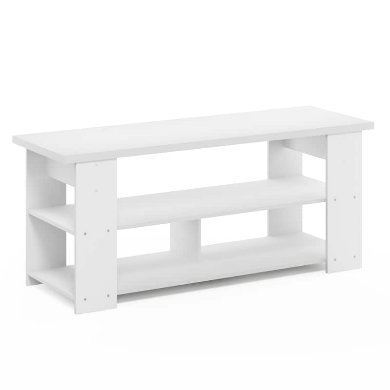 Furinno 15118 JAYA TV Stand Up To 50-Inch, French Oak Grey/Black - White
