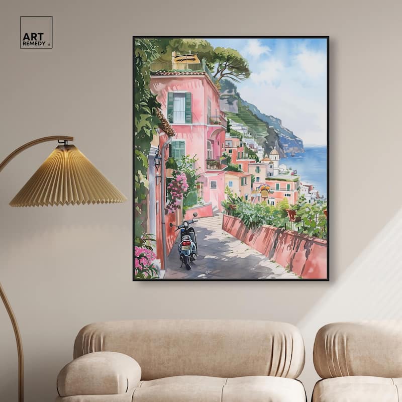 Lush Coastal Villa Canvas by Art Remedy