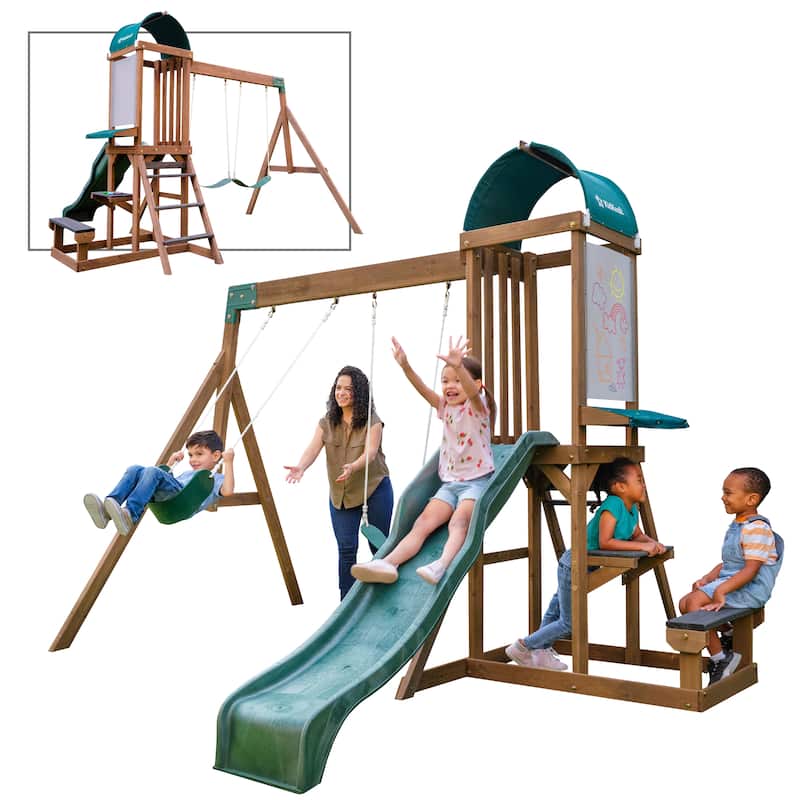 KidKraft Wilderness Point Wooden Outdoor Swing Set