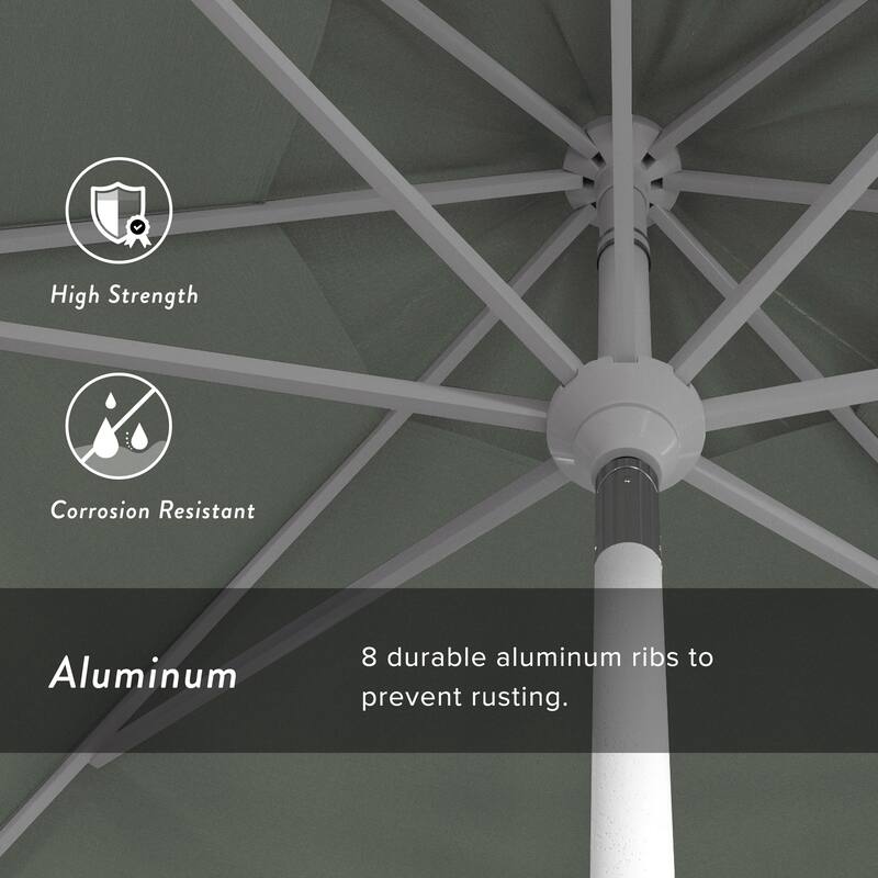 California Umbrella 11' Rd. Aluminum Patio Umbrella, Crank Lift, Collar Tilt, Dbl Wind Vent, White Finish, Sunbrella Fabric