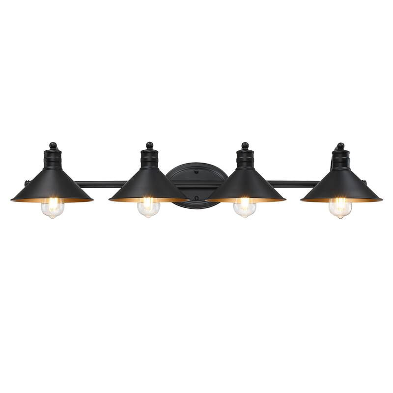 3-light Vanity Light with Matte Black finish and Gold Painting Inside