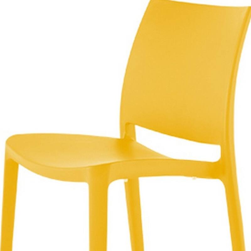 Set of Four Gold Heavy Duty Plastic Outdoor Stacking Dining Chairs