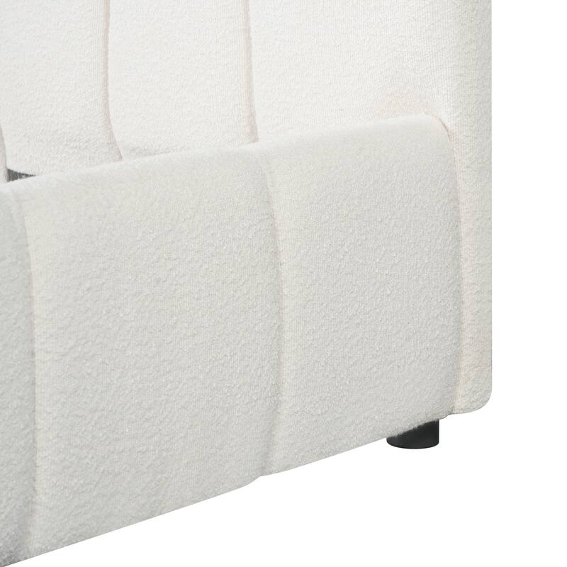 Christopher Knight Home - Modern Boucle Upholstered Platform Bed with Vertical Tufted Headboard