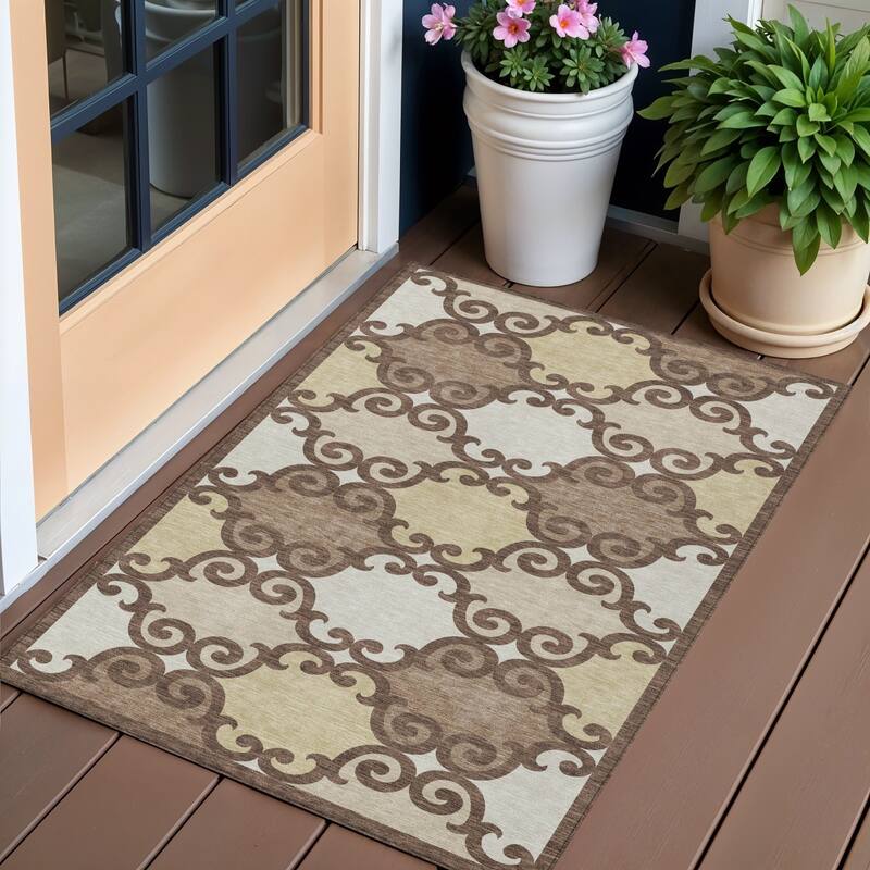 HomeRoots Trellis Transitional Rectangle Outdoor Rug - 3' x 5'