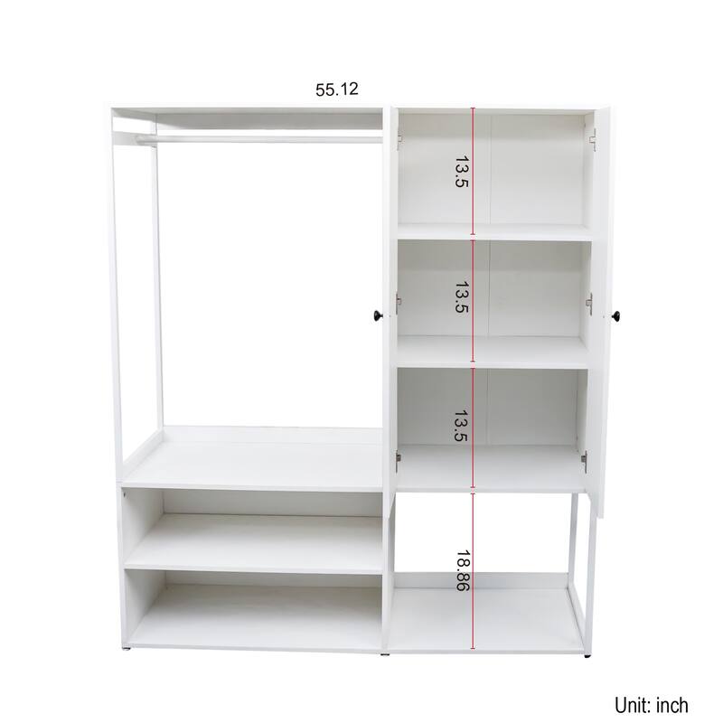 GDF Studio - Arialo Modern Wardrobe Closet with Hanging Rod and Storage Shelves