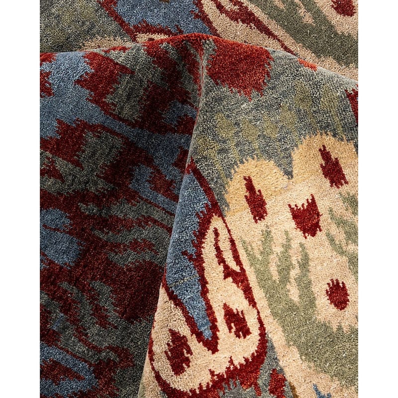 Ikat One-of-a-Kind Hand-Knotted Area Rug - Gray, 9' 2" x 12' 3" - 9' 2" x 12' 3"