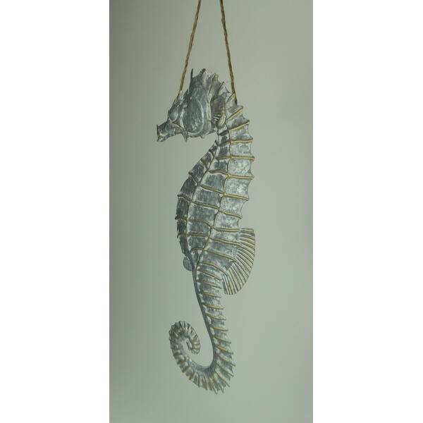Shop Galvanized Embossed Metal Art Seahorse Wall Decor Overstock 27984544