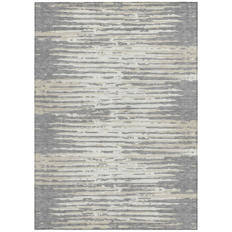 HomeRoots Striped Transitional Rectangle Outdoor Rug