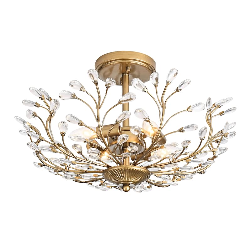 Flavia 4-light Crystal Beaded 9-Branch Semi-Flush Mount - 18 inches in diameter x 12 inches H