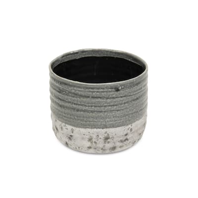 Medea Gray Ceramic Two-toned Round Pot