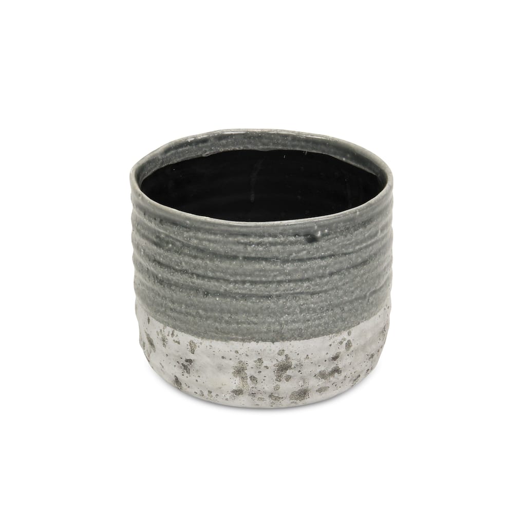 Medea Gray Ceramic Two-toned Round Pot