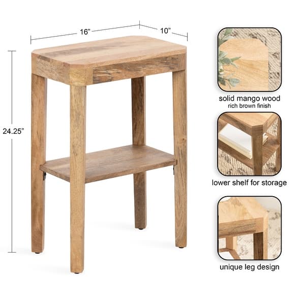 dimension image slide 6 of 13, Kate and Laurel Talcott Wood Side Table