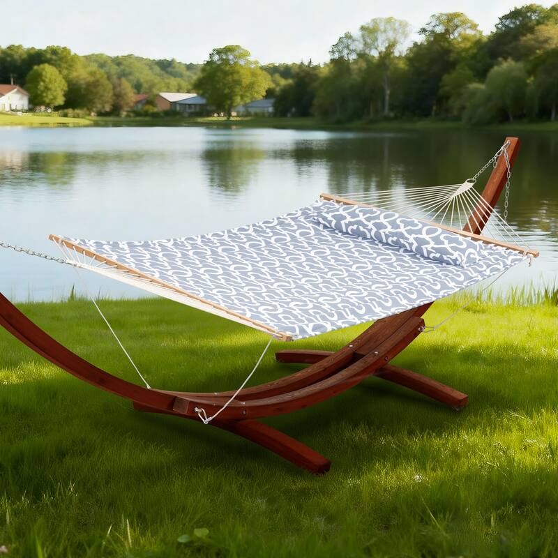 Double Spreader Bar Hammock With 13.5 ft. Wooden Stand - 162*55.1*48.8