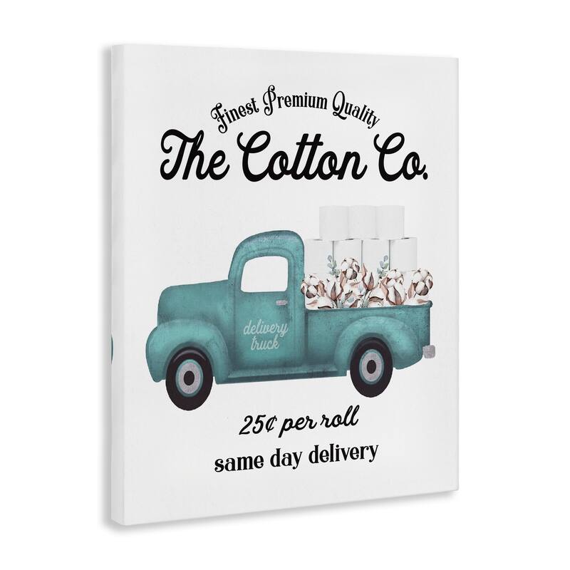 Stupell Toilet Paper Cotton Co Delivery Truck Bathroom Word Design Canvas Wall Art, Proudly Made in USA